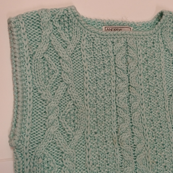 Vintage Pastel Cable Handknit Sweater Vest - Picture 2 of 9